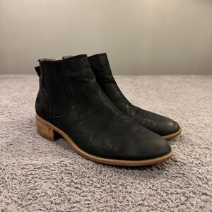 Caslon Chelsea Boots Womens 8 Black Nubuck Leather Pull On Minimal Western Block